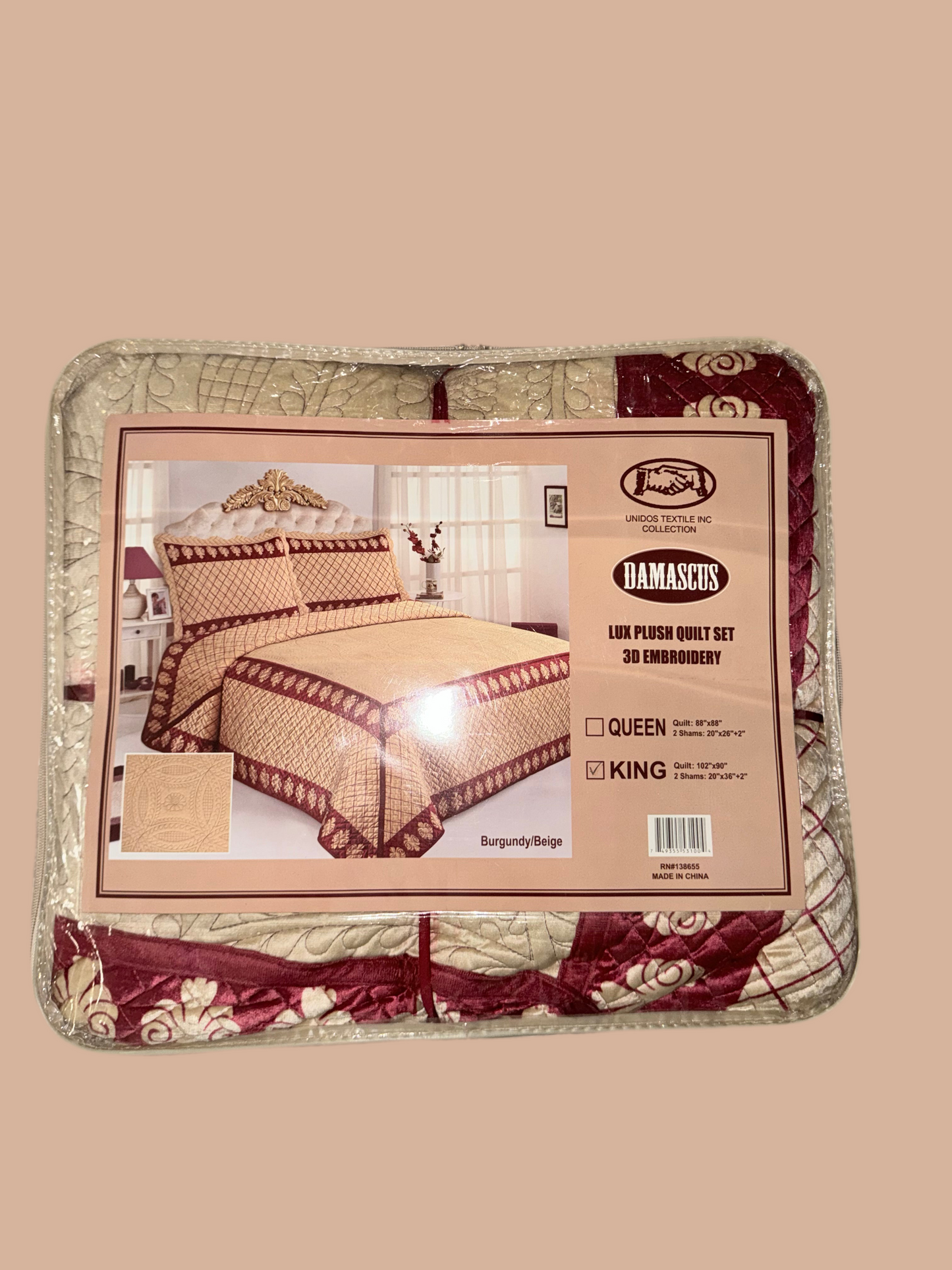 Lux Plush 3-Piece King Quilt Set