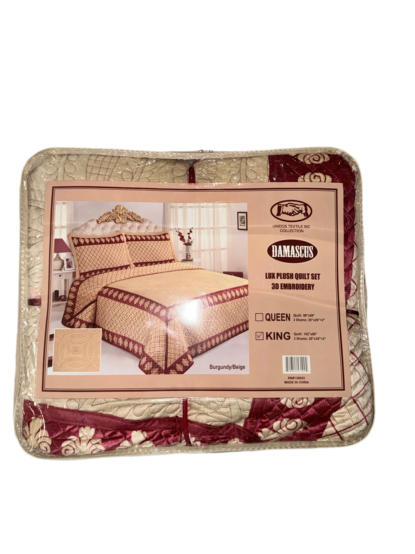 Lux Plush 3-Piece King Quilt Set