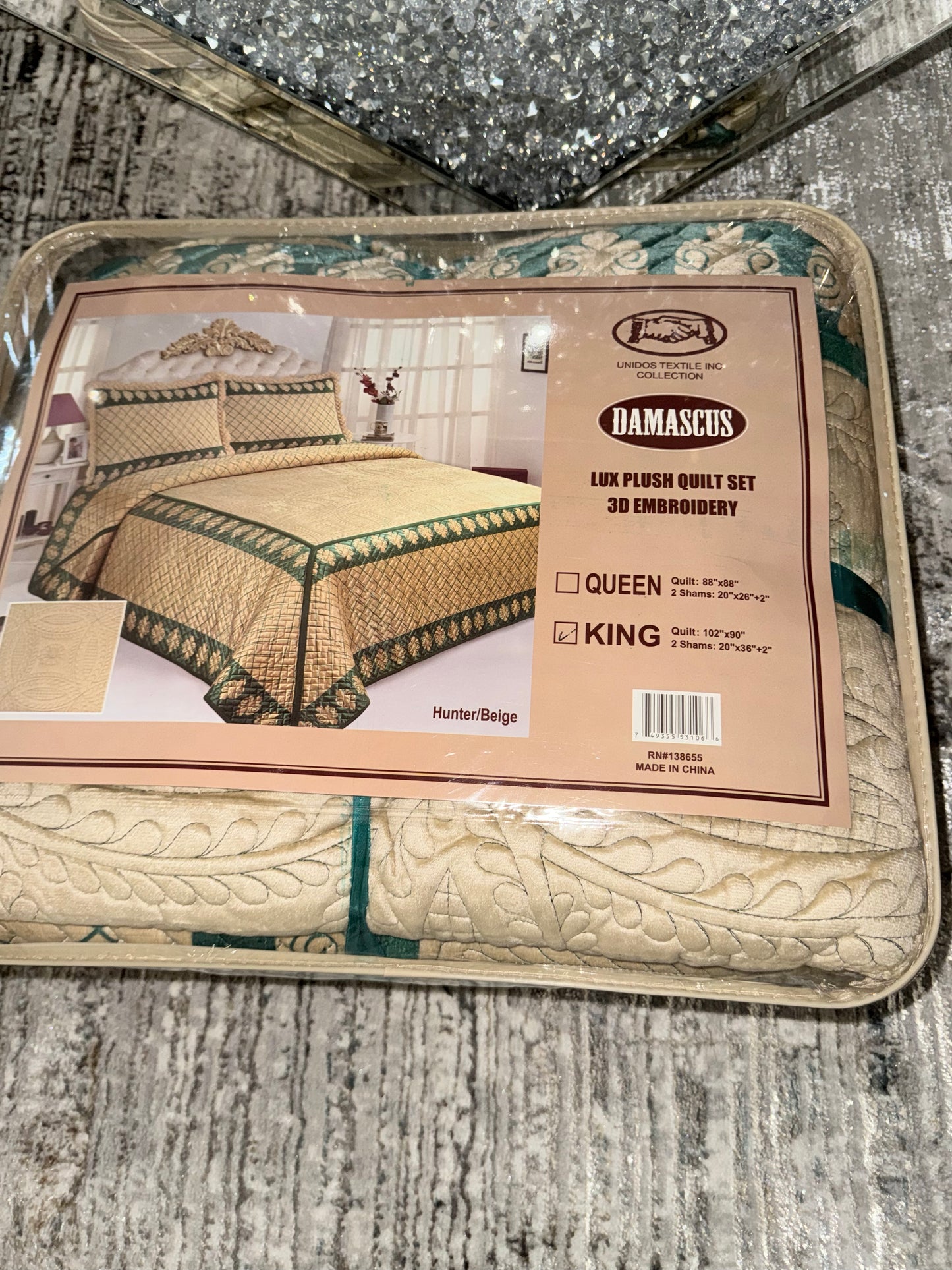 Lux Plush 3-Piece King Quilt Set
